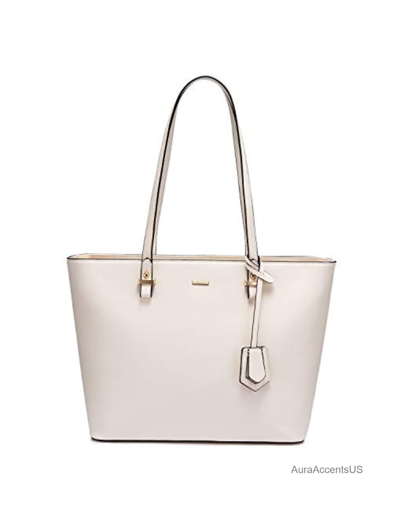 Faux Leather Tote Bag With Zipper Closure Anti-Scratch Vegan Leather Shoulder